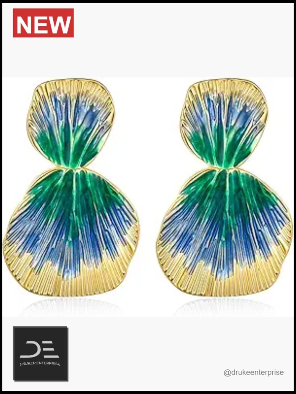 18K Gold Plated Boho Chunky Textured Dangling Statement Earrings
